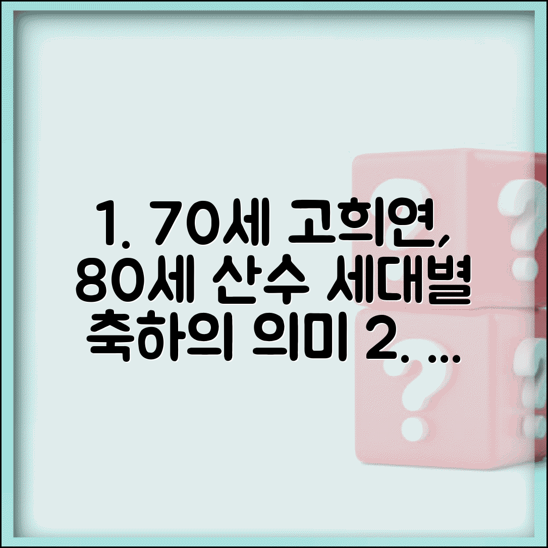 70세 고희연 80세는 산수 명칭 유래 | 전통 축하 의식 | 세대별 장수 축하법