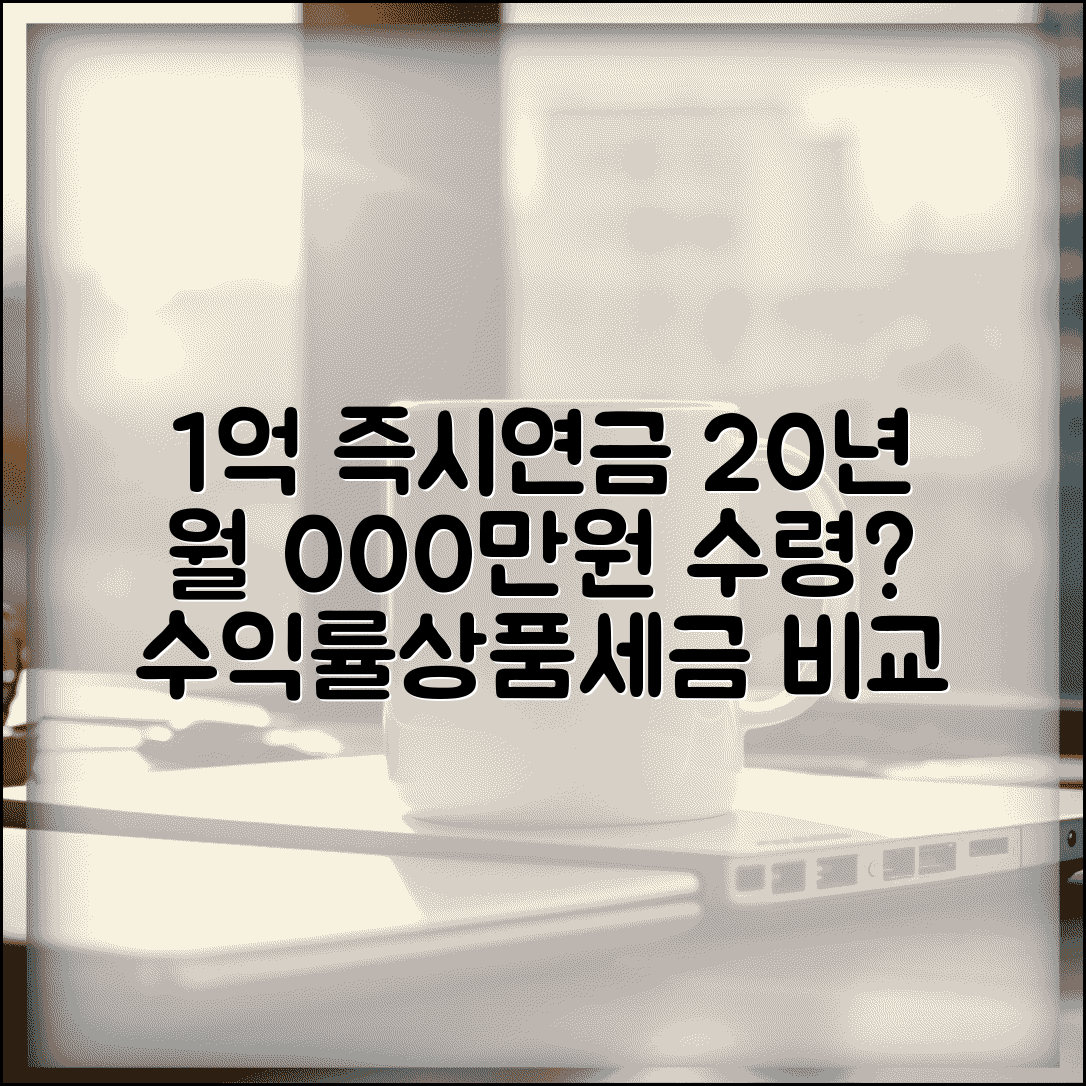 즉시연금 1억 20년 수령액 | 월 수령액 계산 | 수익률 분석 | 상품 비교 | 세금 처리 | 선택 기준