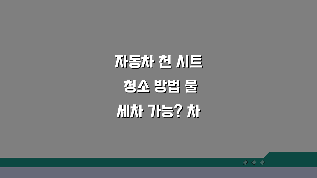 자동차 천 시트 청소 방법 물세차 가능? 차 패브릭 시트 세척 관리 꿀팁